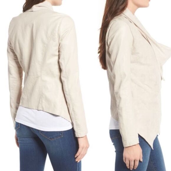 EUC Blank NYC Faux Leather Suede Mixed Media Draped Front Moto Jacket MEDIUM - Picture 7 of 9